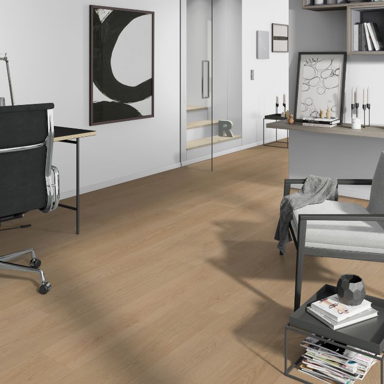 Kantoor met moderne uitstraling dankzij Belakos Monastro 930 Rigid Click in licht eiken