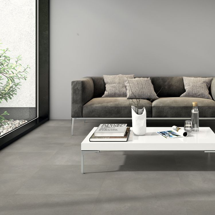 Zithoek met Moderne uitstraling dankzij Belakos Touchstone 15 vloer in Grijs