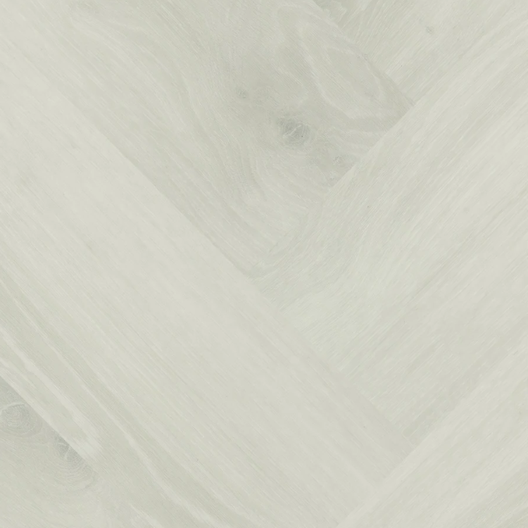 Topview van Hebeta Chamonix Visgraat XL - Eiken wit - 15,3 cm x 76,5 cm vloer in wit eiken met visgraat motief.