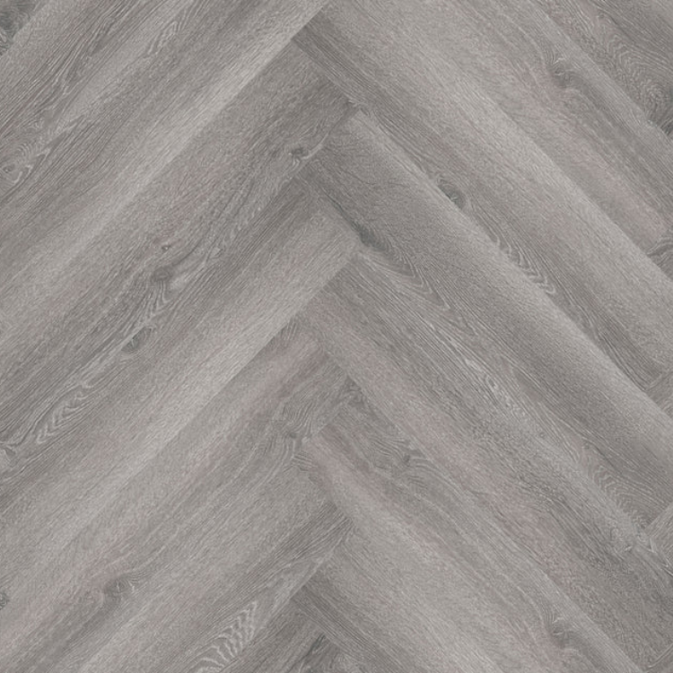 Topview van Hebeta Progress Visgraat XL - Warm donker bruin - 15,3 cm x 76,5 cm in grijs eiken met visgraat motief.