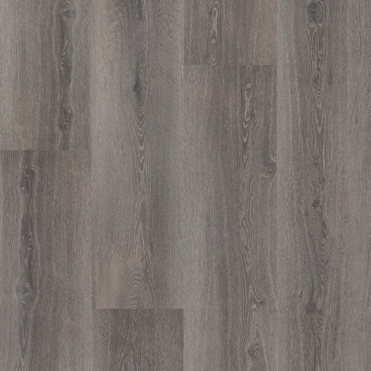 Topview van Hebeta Progress XL Plank - Warm donker bruin - 25 cm x 153 cm vloer in donkergrijs met rechte strook motief.