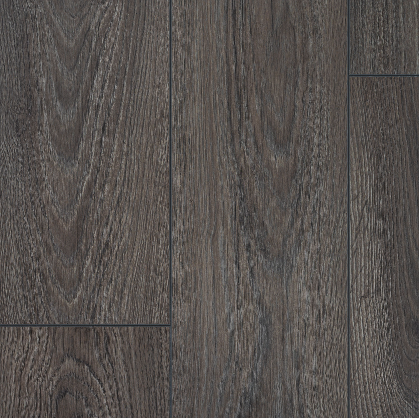 Topview van Hebeta laminaat - Organic eiken donker - klik vloer in donkerbruin eiken met rechte strook motief.