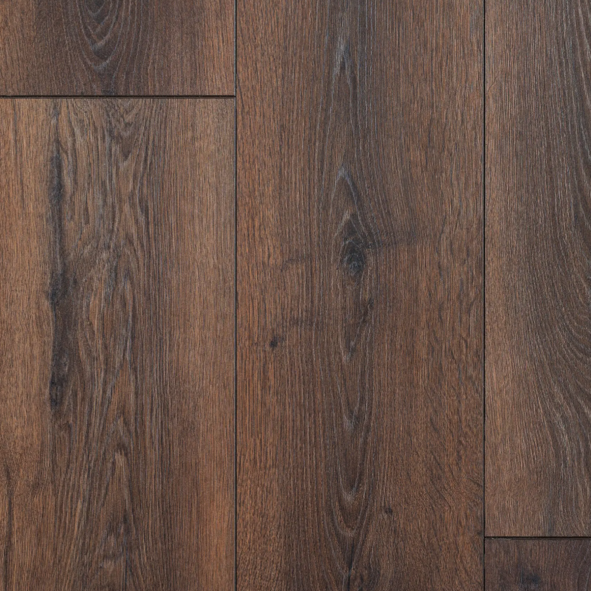 Topview van Hebeta laminaat - Organic kastanje - klik vloer in bruin eiken met rechte strook motief.