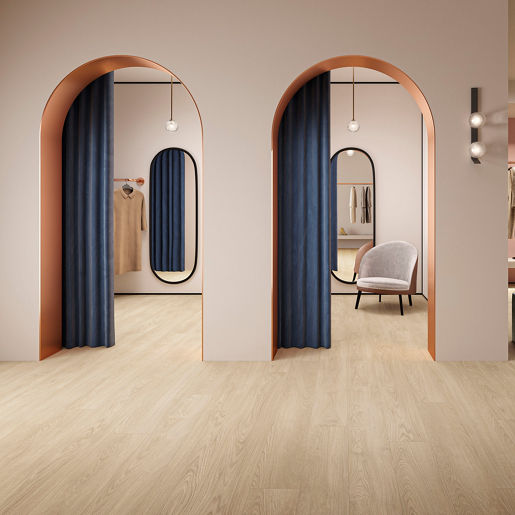 Pashokjes met lichte uitstraling dankzij Moduleo Layred Laurel Oak 51230 vloer in licht eiken