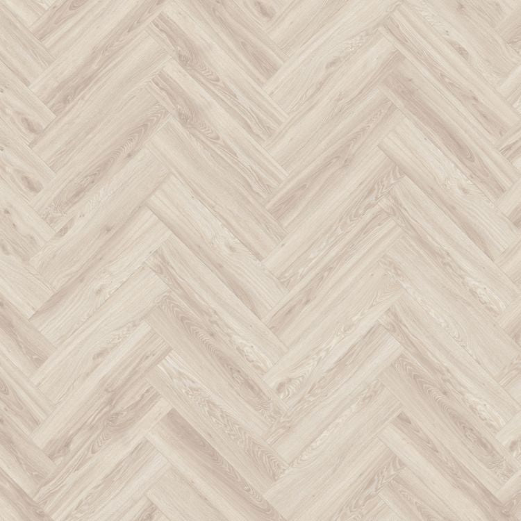 Topview van Moduleo Layred Herringbone Black Jack Oak 2022205 vloer in zeer licht beige eiken met visgraat-motief
