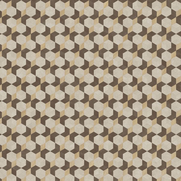 Topview van Moduleo Moods Diamond Floral vloer in grijs beige bruin met ruit-motief