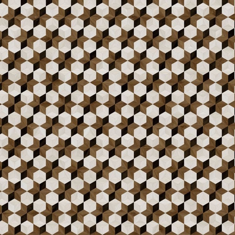 Topview van Moduleo Moods Diamond Floral 632 vloer in grijs bruin met Ruit-motief