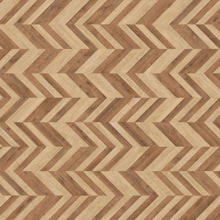Topview van Moduleo Moods Chevron Duo 607 vloer in bruin beige met hongaarse punt-motief