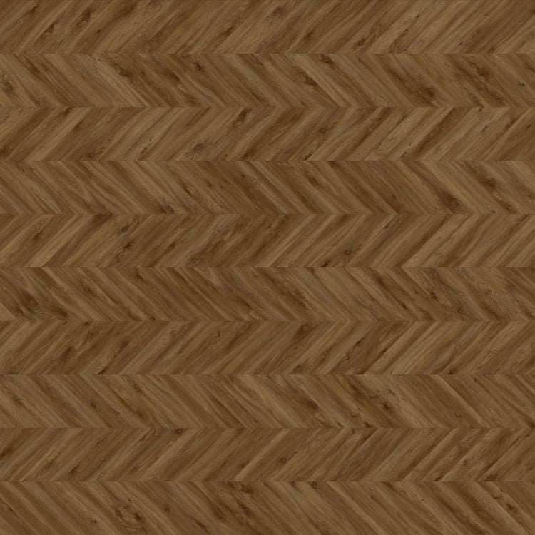 Topview van Moduleo Moods Chevron Mono 596 vloer in warm bruin met hongaarse punt-motief