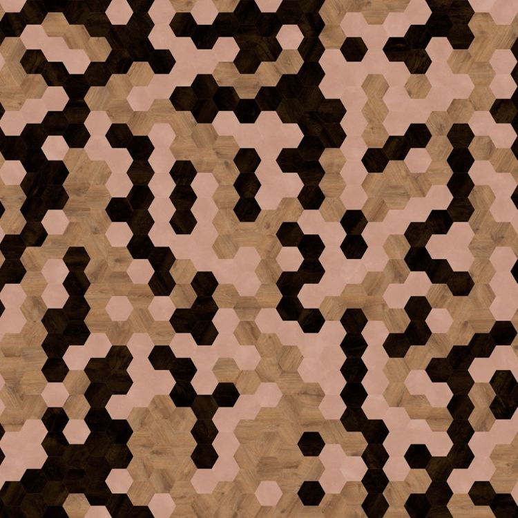 Topview van Moduleo Moods Hexagon Trio 626 vloer in bruin roze donker met hexagon-motief