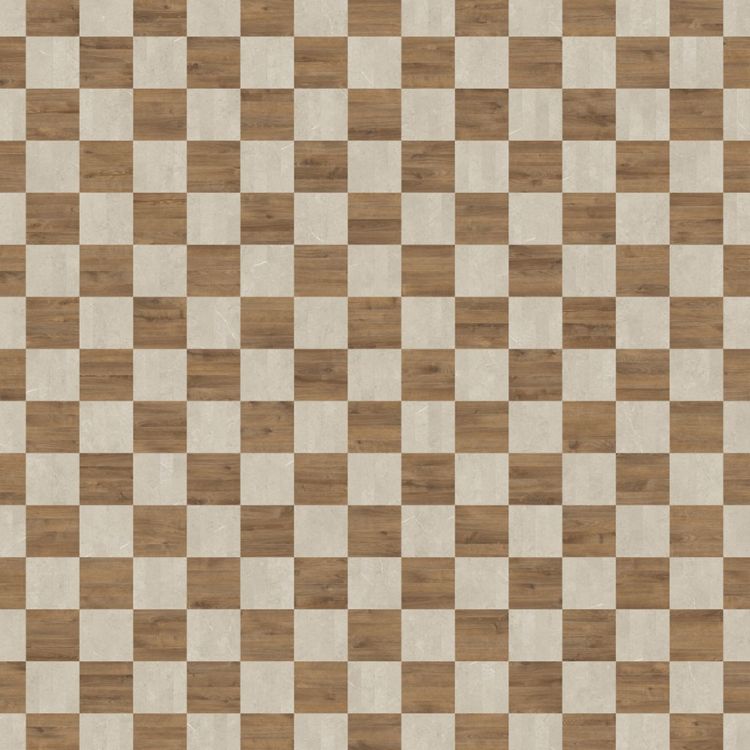 Topview van Moduleo Moods Rectangle Grid Duo 661 vloer in wit bruin met grid-motief