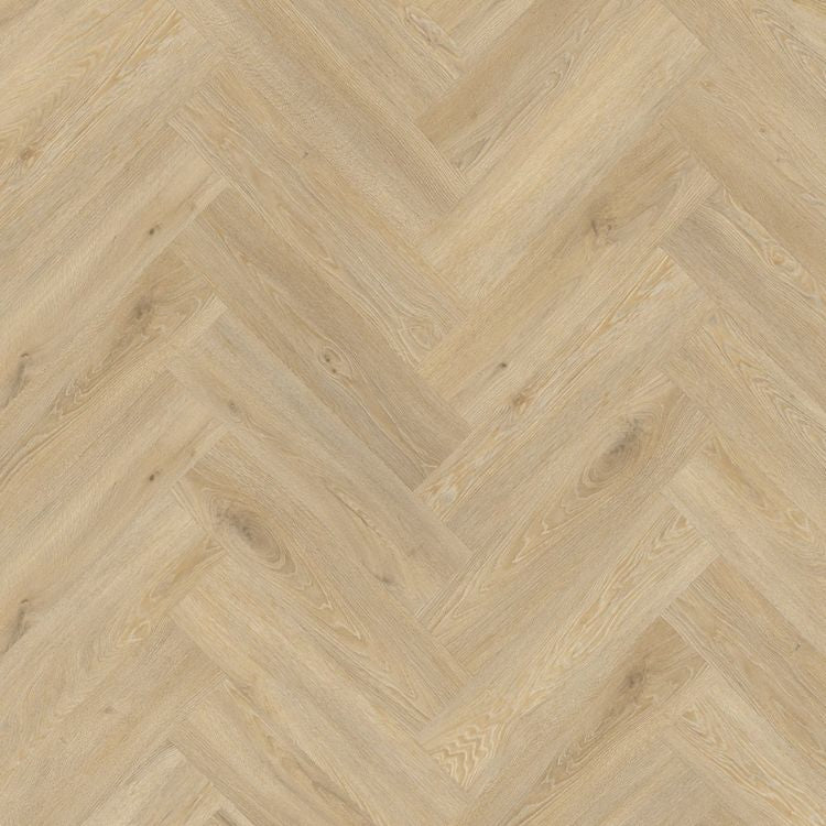 Topview van Moduleo Roots Herringbone Galtymore Oak 86339 vloer in licht bruin met visgraat-motief