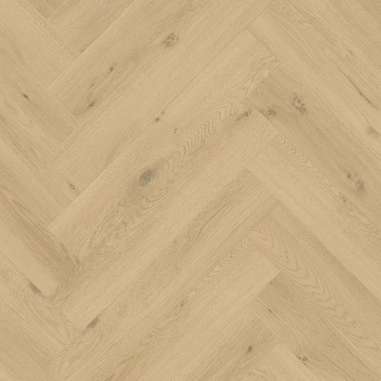 Topview van Quick Step Pristine Ocean Bliss Naturel vloer in naturel licht eiken met visgraat-motief