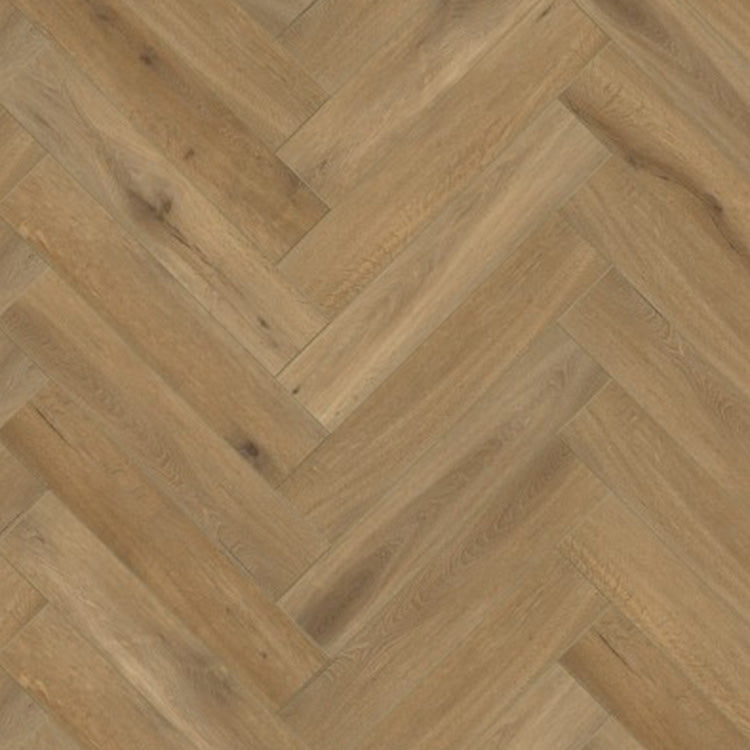 Topview van Gelasta Callisto Visgraat Rigid Click Natural Oak vloer in naturel eiken met visgraat-patroon
