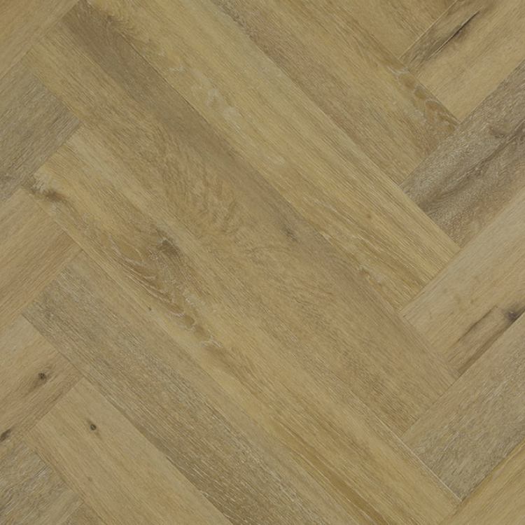 Topview van TFD Ossis 4 vloer in bruin eiken met visgraat patroon.