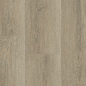 Topview van Hebeta Charente XL Plank - Naturel eiken grijs - 25 cm x 153 cm vloer in donker eiken met rechte strook motief.