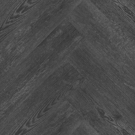Topview van Hebeta Largo Visgraat XL - Eiken zwart - 15,3 cm x 76,5 cm vloer in donkergrijs met visgraat motief.