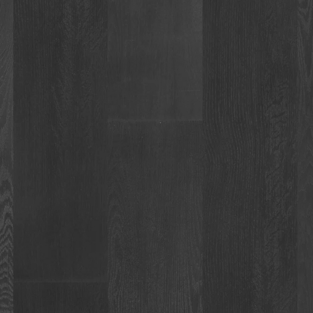 Topview van Hebeta Largo XXL Plank - Eiken zwart - 30,5 cm x 152,5 cm vloer in donkergrijs eiken met rechte strook motief.