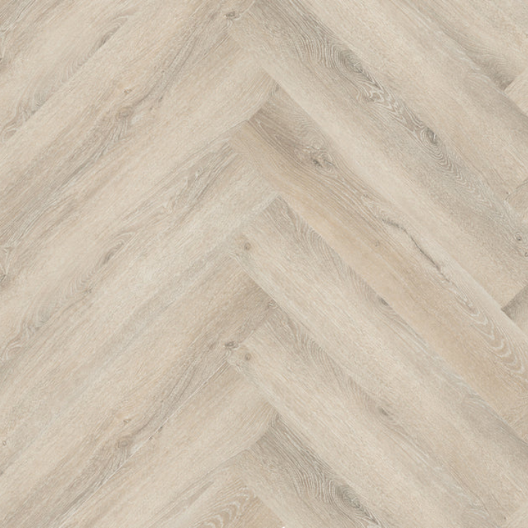 Topview van Hebeta Progress Visgraat XL - Naturel eiken donker - 14,7 cm x 73,5 cm vloer in licht eiken met visgraat motief.