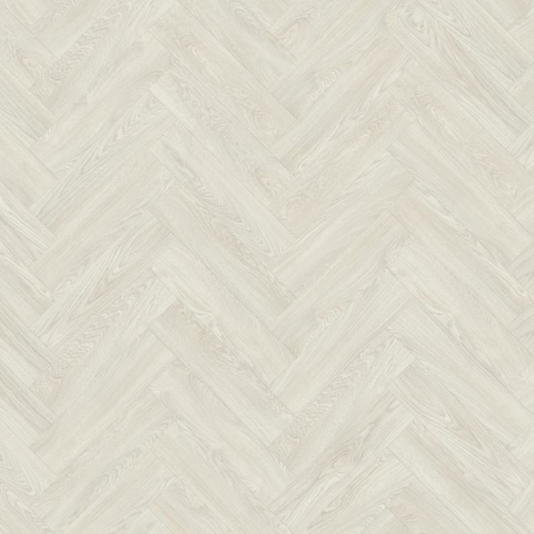 Topview van Moduleo Layred Herringbone Laurel Oak 2051104 vloer in licht eiken wit  met visgraat-motief