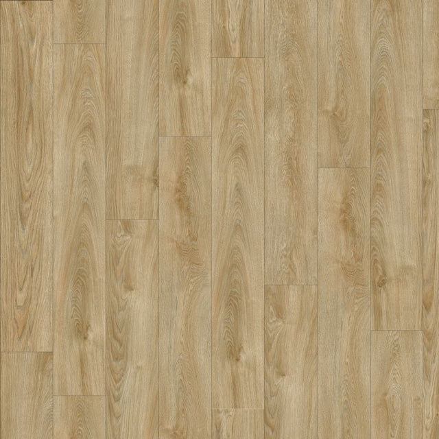 Topview van Moduleo Layred Midland Oak 22240 vloer in licht eiken met rechte strook-motief