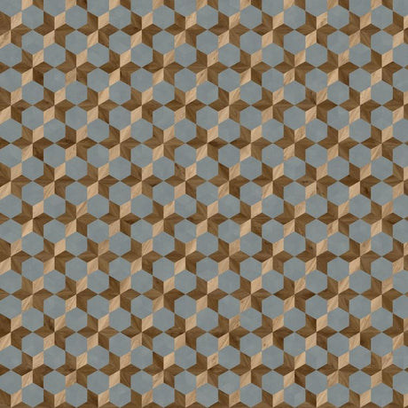 Topview van Module Moods Diamond Floral 633 vloer in blauw bruin beige met ruit-motief