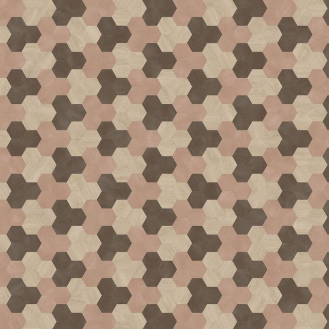 Topview van Moduleo Moods Hexagon Cluster 623 vloer in roze bruin met Hexagon -motief