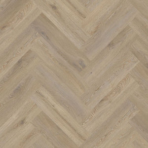 Topview van Moduleo Roots Herringbone Galtymore Oak 86851 vloer in bruin met visgraat-motief