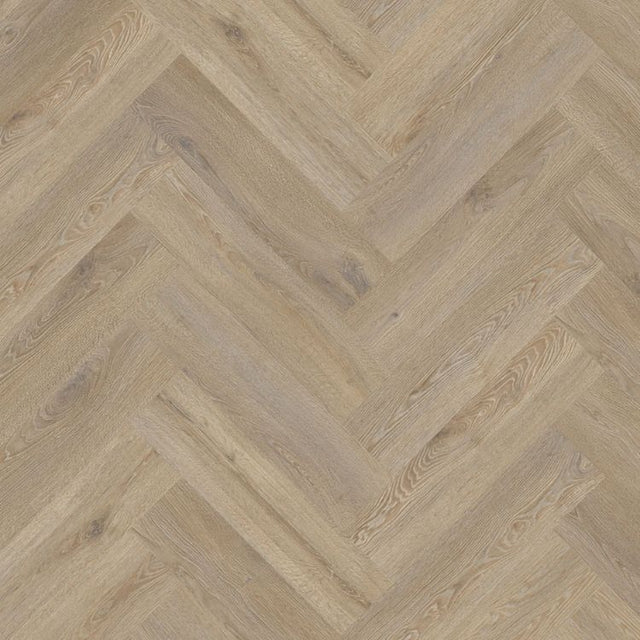 Topview van Moduleo Roots Herringbone Galtymore Oak 86851 vloer in bruin met visgraat-motief