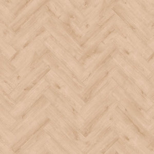 Topview van Moduleo Roots Herringbone Galway Oak 87231 vloer in licht beige met visgraat-motief