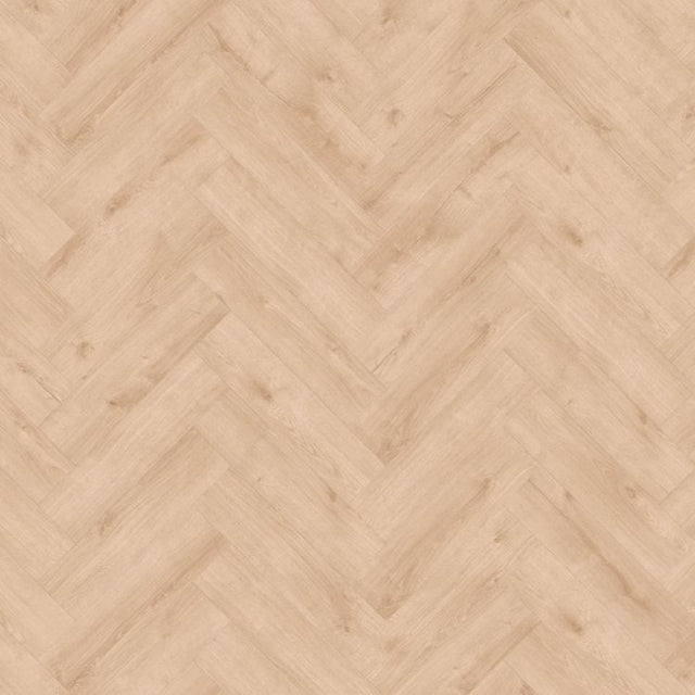 Topview van Moduleo Roots Herringbone Galway Oak 87231 vloer in licht beige met visgraat-motief