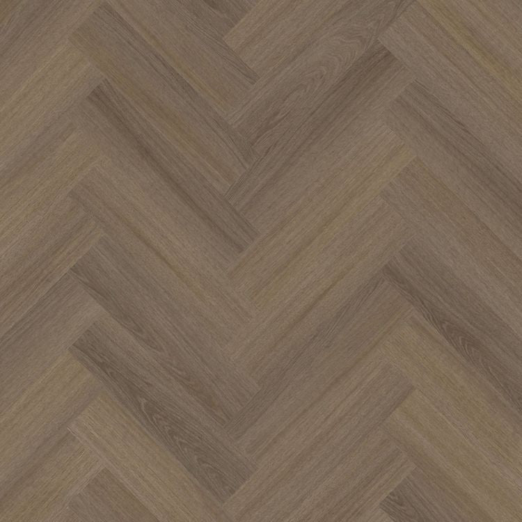 Topview van Moduleo Roots Herringbone Glyde Oak 22877 vloer in warm bruin met visgraat-motief