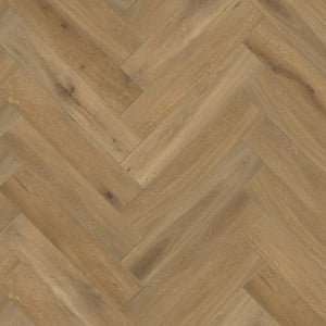 Topview van Gelasta Callisto Visgraat Rigid Click Natural Oak vloer in naturel eiken met visgraat-patroon