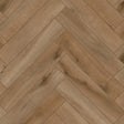 Topview van Gelasta Callisto Visgraat Natural Oak Dark vloer in eiken donker met visgraat-motief